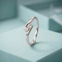 0.07 Ct Round Cut Moissanite Slim Minimal Ring