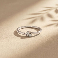 0.07 Ct Round Cut Moissanite Slim Minimal Ring