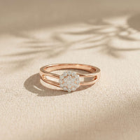0.20 Ct Round Cut Moissanite Halo Split Shank Ring