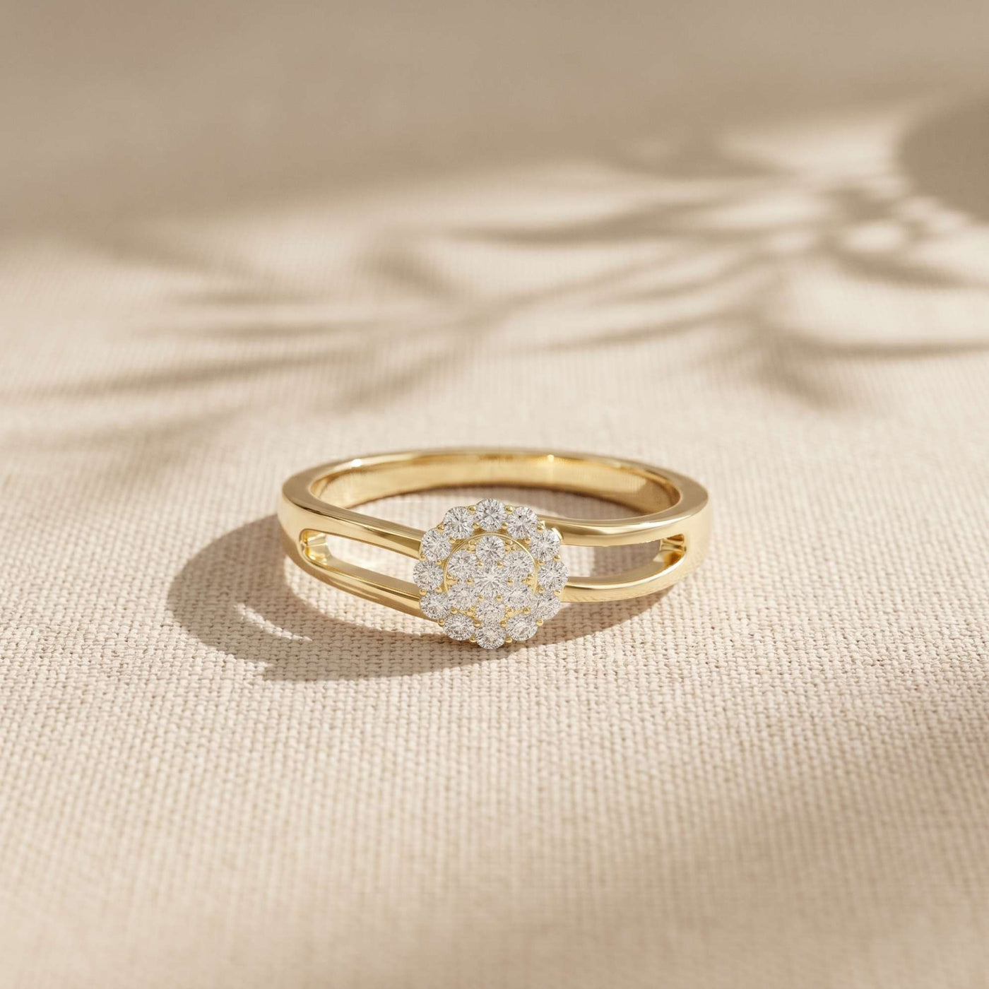 0.20 Ct Round Cut Moissanite Halo Split Shank Ring