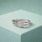 0.20 Ct Round Cut Moissanite Halo Split Shank Ring