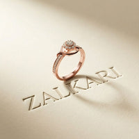 0.45 Ct Round Cut Moissanite Interwoven Halo Ring