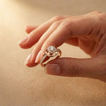 0.45 Ct Round Cut Moissanite Interwoven Halo Ring