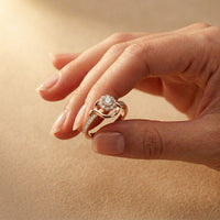 0.45 Ct Round Cut Moissanite Interwoven Halo Ring