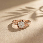 0.45 Ct Round Cut Moissanite Interwoven Halo Ring