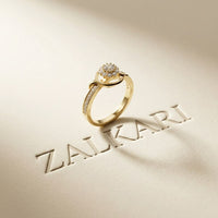 0.45 Ct Round Cut Moissanite Interwoven Halo Ring