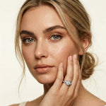 0.45 Ct Round Cut Moissanite Interwoven Halo Ring
