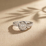 0.45 Ct Round Cut Moissanite Interwoven Halo Ring