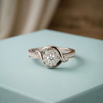 0.45 Ct Round Cut Moissanite Interwoven Halo Ring