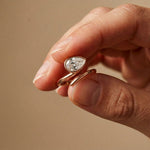 1.25 Ct Pear Cut Moissanite Bezel Solitaire Ring Rose Gold