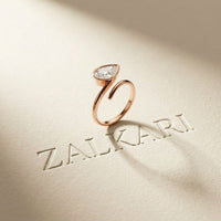 1.25 Ct Pear Cut Moissanite Bezel Solitaire Ring Rose Gold