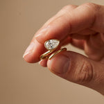 1.25 Ct Pear Cut Moissanite Bezel Solitaire Ring Gold