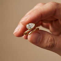 1.25 Ct Pear Cut Moissanite Bezel Solitaire Ring Gold