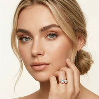 1.95 Ct Cushion & Trillion Cut Moissanite Bezel Duo Ring Rose Gold