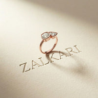 1.95 Ct Cushion & Trillion Cut Moissanite Bezel Duo Ring Rose Gold