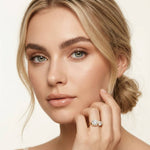 1.95 Ct Cushion & Trillion Cut Moissanite Bezel Duo Ring Gold