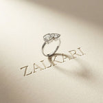 1.95 Ct Cushion & Trillion Cut Moissanite Bezel Duo Ring White