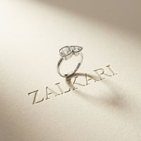 1.95 Ct Cushion & Trillion Cut Moissanite Bezel Duo Ring White