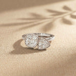 1.95 Ct Cushion & Trillion Cut Moissanite Bezel Duo Ring White