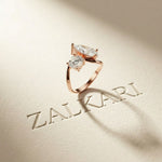 2.9 Ct Pear & Round Cut Moissanite Bypass Toi et Moi Ring
