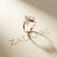 2.9 Ct Pear & Round Cut Moissanite Bypass Toi et Moi Ring
