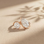 2.9 Ct Pear & Round Cut Moissanite Bypass Toi et Moi Ring