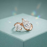 2.9 Ct Pear & Round Cut Moissanite Bypass Toi et Moi Ring