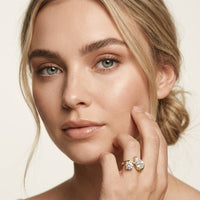 2.9 Ct Pear & Round Cut Moissanite Bypass Toi et Moi Ring