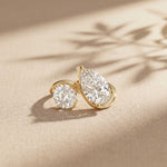 2.9 Ct Pear & Round Cut Moissanite Bypass Toi et Moi Ring