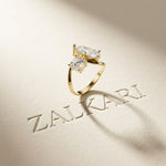 2.9 Ct Pear & Round Cut Moissanite Bypass Toi et Moi Ring