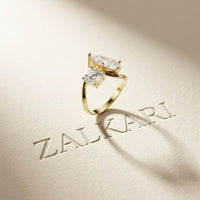 2.9 Ct Pear & Round Cut Moissanite Bypass Toi et Moi Ring
