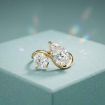 2.9 Ct Pear & Round Cut Moissanite Bypass Toi et Moi Ring
