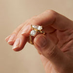 2.9 Ct Pear & Round Cut Moissanite Bypass Toi et Moi Ring