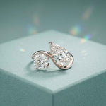 2.9 Ct Pear & Round Cut Moissanite Bypass Toi et Moi Ring