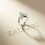 2.9 Ct Pear & Round Cut Moissanite Bypass Toi et Moi Ring