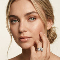 2.9 Ct Pear & Round Cut Moissanite Bypass Toi et Moi Ring