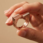 0.20 Ct Round Cut Moissanite Geometric Openwork Ring Rose Gold