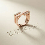 0.20 Ct Round Cut Moissanite Geometric Openwork Ring Rose Gold