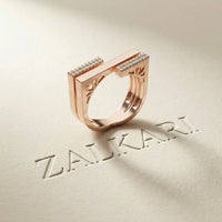 0.20 Ct Round Cut Moissanite Geometric Openwork Ring Rose Gold