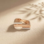 0.20 Ct Round Cut Moissanite Geometric Openwork Ring Rose Gold