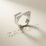 0.20 Ct Round Cut Moissanite Geometric Openwork Ring White