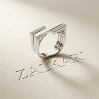 0.20 Ct Round Cut Moissanite Geometric Openwork Ring White
