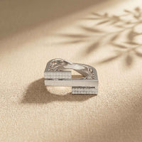 0.20 Ct Round Cut Moissanite Geometric Openwork Ring White