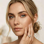 1.20 Ct Pear Cut Moissanite Leaf Accent Ring for Women Rose Gold