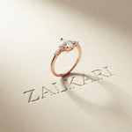 1.20 Ct Pear Cut Moissanite Leaf Accent Ring for Women Rose Gold