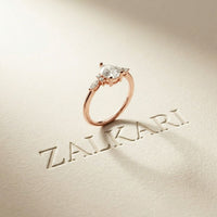 1.20 Ct Pear Cut Moissanite Leaf Accent Ring for Women Rose Gold