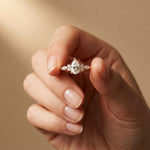 1.20 Ct Pear Cut Moissanite Leaf Accent Ring for Women Rose Gold