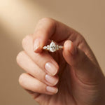 1.20 Ct Pear Cut Moissanite Leaf Accent Ring for Women Gold