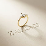 1.20 Ct Pear Cut Moissanite Leaf Accent Ring for Women Gold