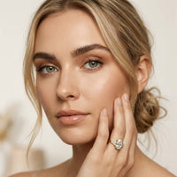 1.20 Ct Pear Cut Moissanite Leaf Accent Ring for Women Gold